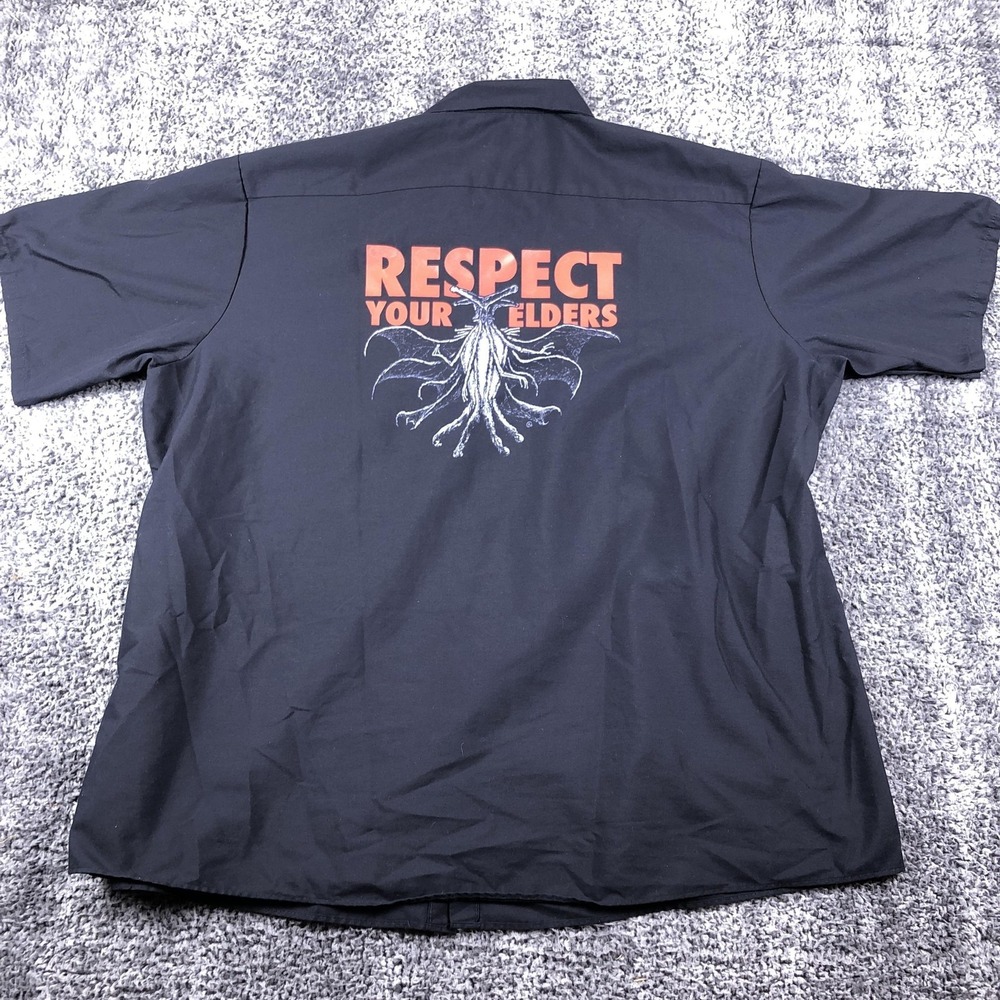 Red Kap Shirt Mens 4XL Black Respect Your Elders Cthulhu Short‎ Sleeve Graphic